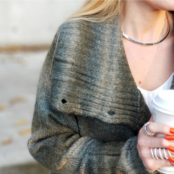 Green Toned Button Down Cardigan - Picture 3 of 5